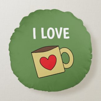 Cute Coffee Mug Print Round Pillow