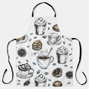 I Love Coffee Design, Cute Barista Coffee Lovers Apron
