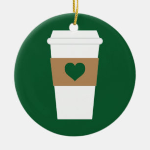 I Love Coffee Disposable Coffee Cup Ceramic Ornament