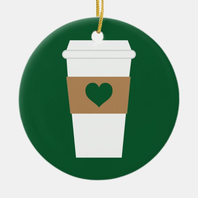 I Love Coffee Disposable Coffee Cup Ceramic Ornament (Front)