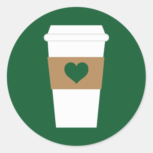 I Love Coffee Disposable Coffee Cup Classic Round Sticker