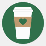 I Love Coffee Disposable Coffee Cup Classic Round Sticker