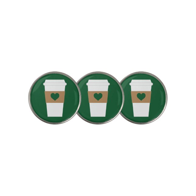I Love Coffee Disposable Coffee Cup Golf Ball Marker (3 Up)