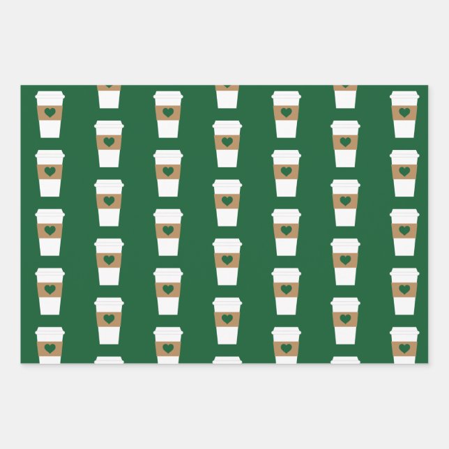 I Love Coffee Disposable Coffee Cup Wrapping Paper Sheets (Front)