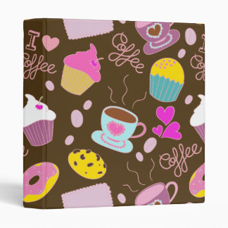 I Love Coffee Fine Cute Girly Doodle 3 Ring Binder