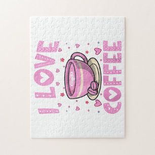 I Love Coffee - Funny Coffee Drinker Caffeine Addi Jigsaw Puzzle