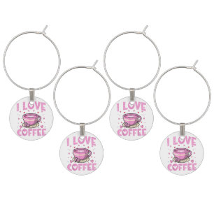 I Love Coffee - Funny Coffee Drinker Caffeine Addi Wine Charm