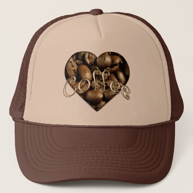 I Love Coffee Heart Trucker Hat (Front)