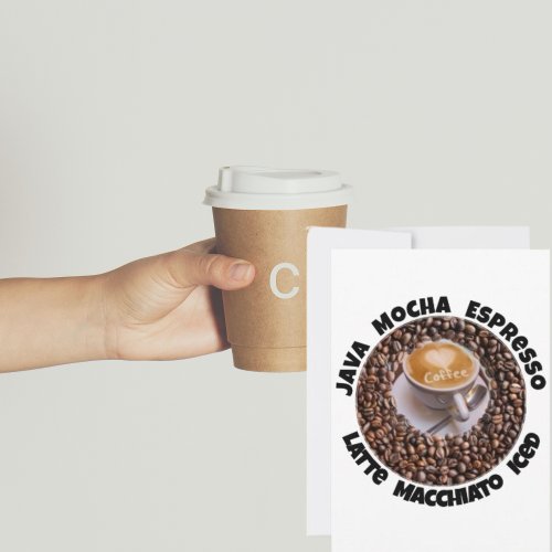 I Love Coffee Java Latte Cappucino Greeting Note Holiday Card