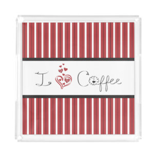 I Love Coffee Letter Art Acrylic Tray