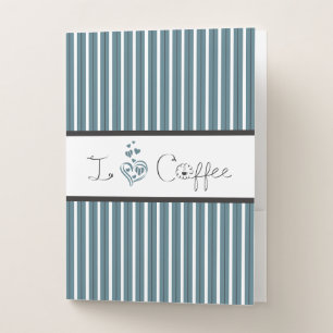 I Love Coffee Letter Art TEAL Pocket Folder