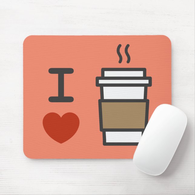 I Love Coffee Mouse Pad (With Mouse)
