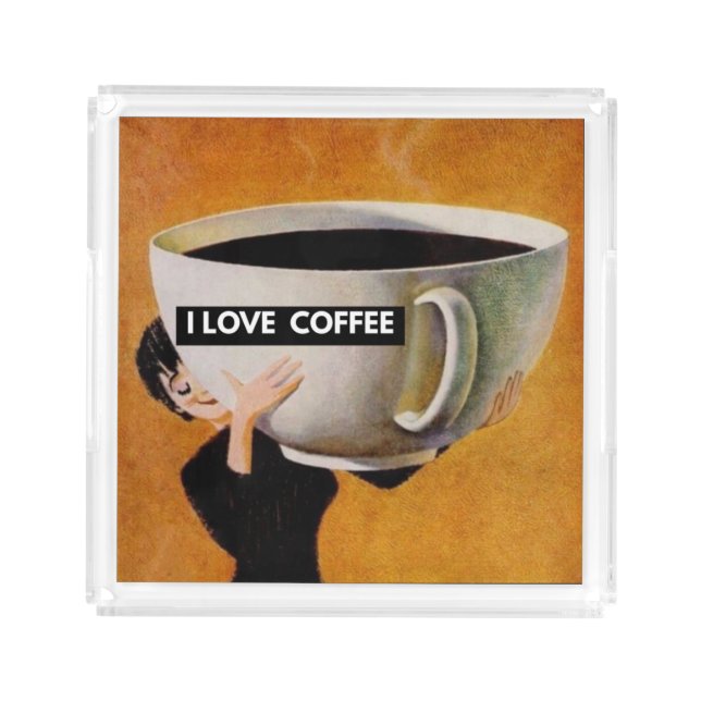I love coffee retro    acrylic tray (Front)
