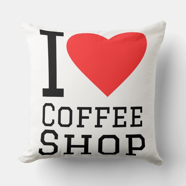 I love coffee shop throw pillow (Front)
