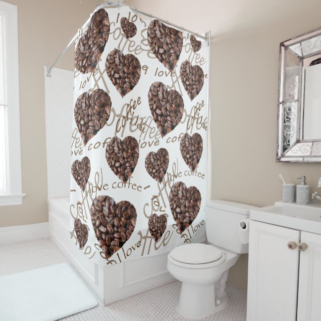 I Love Coffee Shower Curtain (In Situ)