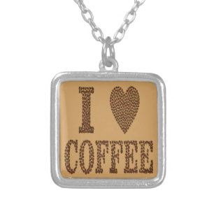 I Love Coffee Silver Plated Necklace