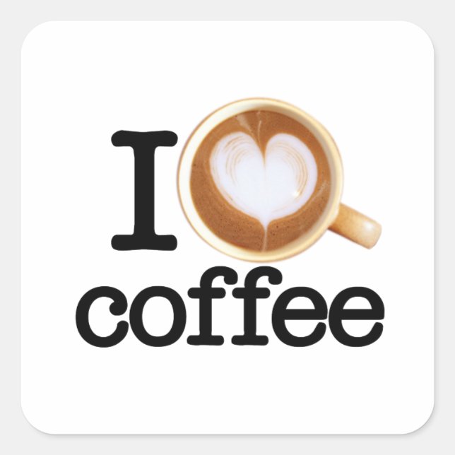 I Love Coffee Square Sticker (Front)