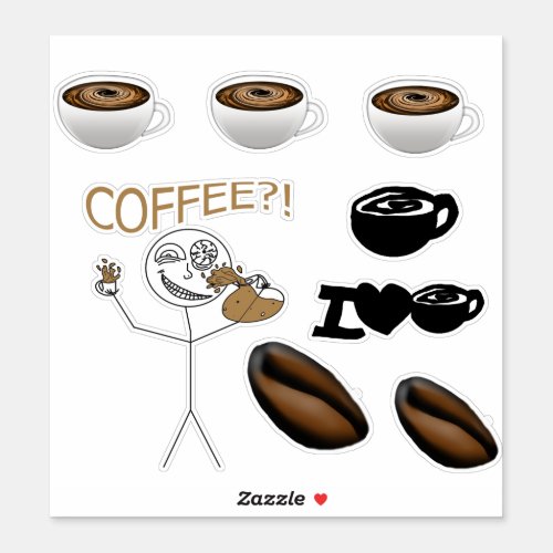 I Love Coffee Stickers