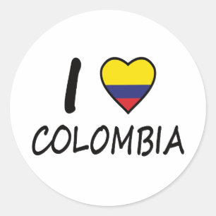 I love Colombia Colombian Flag Classic Round Sticker