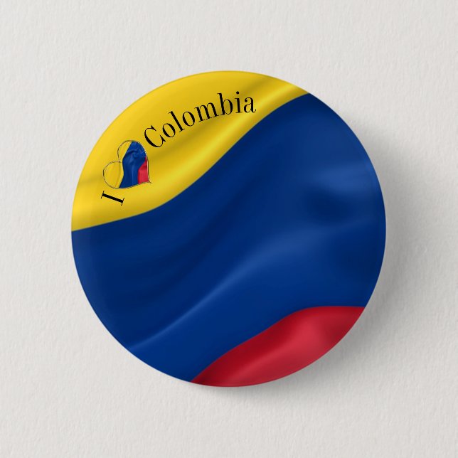 I Love Colombia Flag Button (Front)