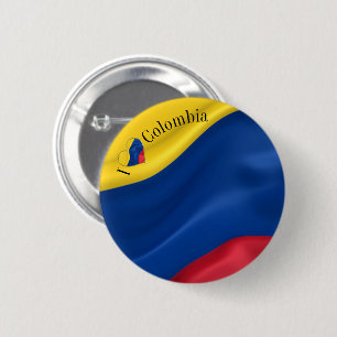 I Love Colombia Flag Button