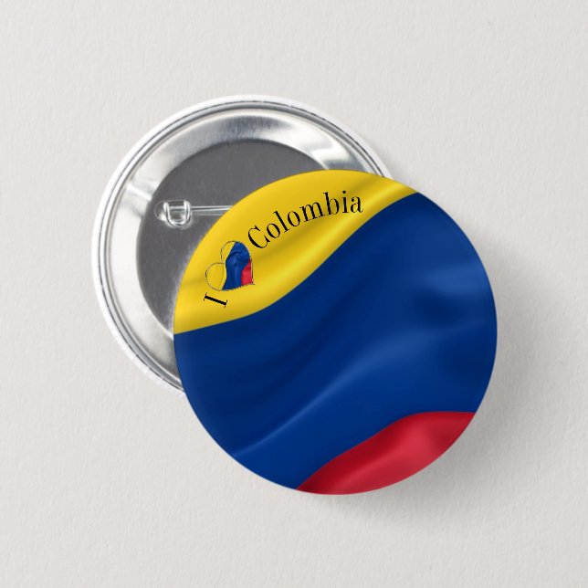 I Love Colombia Flag Button (Front & Back)