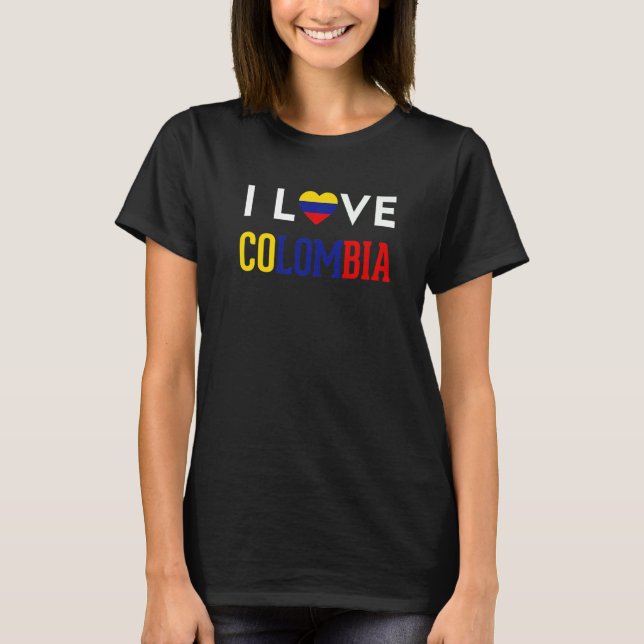 I Love Colombia Flag Camiseta Heartbeat Pride Men  T-Shirt (Front)
