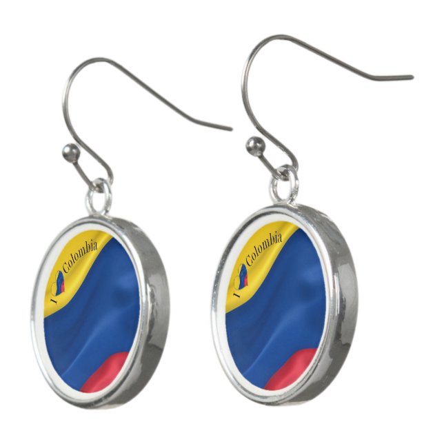 I Love Colombia Flag Earrings (Angled)