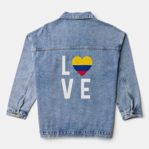 I Love Colombia Flag Map Colombian Pride Souvenir  Denim Jacket