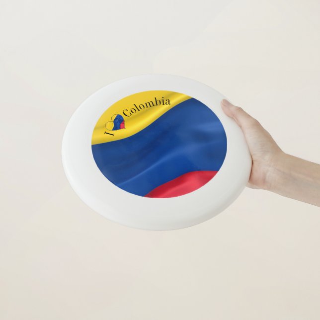 I Love Colombia Flag Wham-O Frisbee (In Hand)