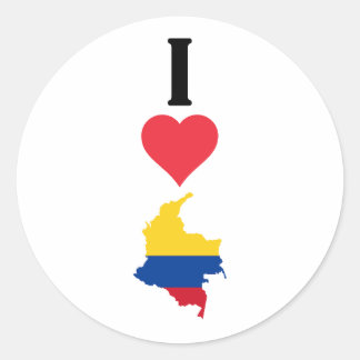 I Love Colombia Vertical I Heart Country Flag Map Classic Round Sticker