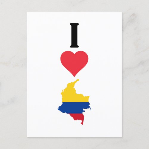I Love Colombia Vertical I Heart Country Flag Map Postcard
