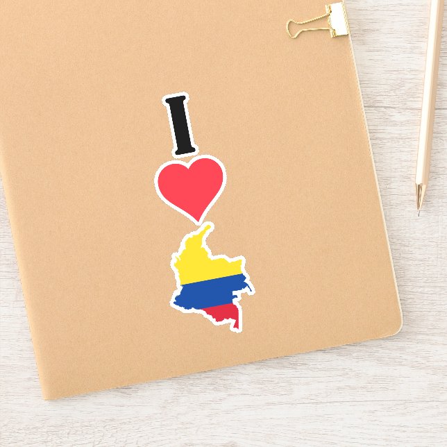 I Love Colombia Vertical I Heart Country Flag Map Sticker (Notebook)