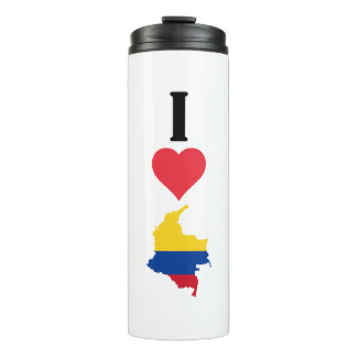 I Love Colombia Vertical I Heart Country Flag Map Thermal Tumbler