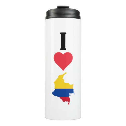 I Love Colombia Vertical I Heart Country Flag Map Thermal Tumbler