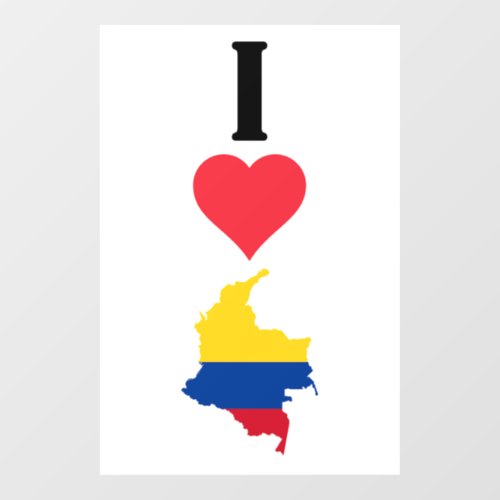 I Love Colombia Vertical I Heart Country Flag Map Wall Decal
