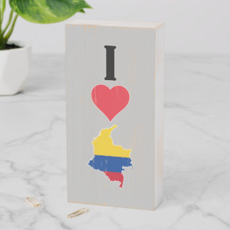I Love Colombia Vertical I Heart Country Flag Map Wooden Box Sign