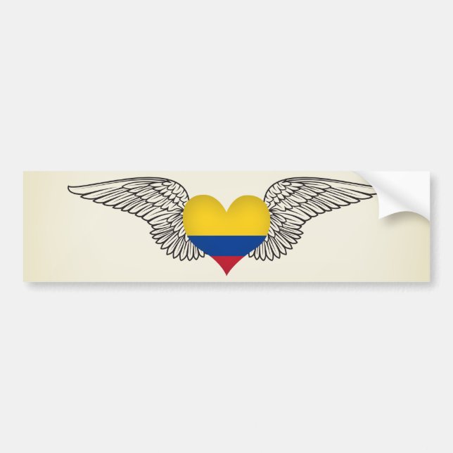 I Love Colombia -wings Bumper Sticker (Front)