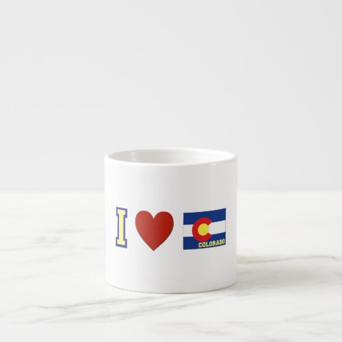I Love Colorado Heart and Map Shaped State Flag Espresso Cup