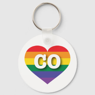 I Love Colorado Rainbow Heart Keychain