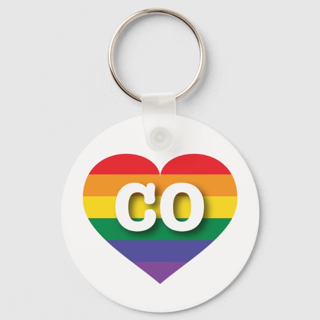 I Love Colorado Rainbow Heart Keychain (Front)