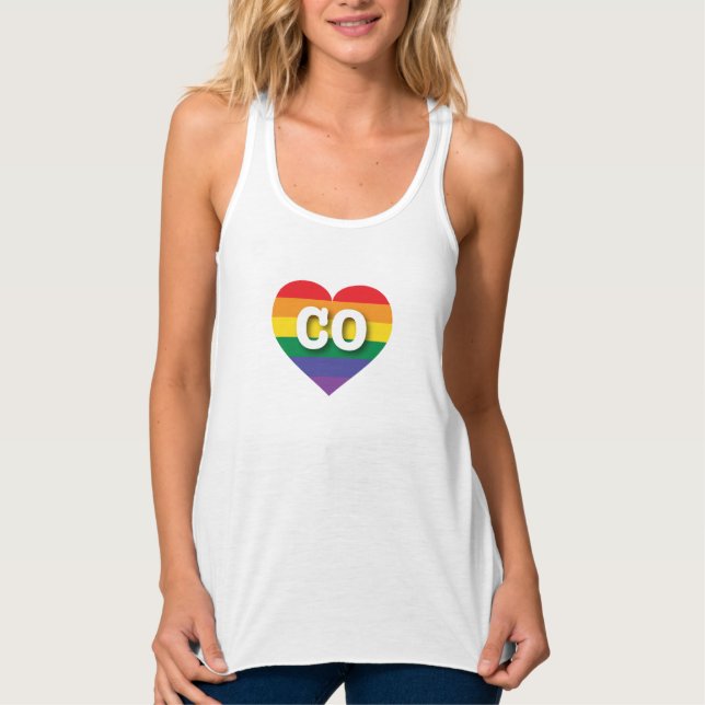 I Love Colorado Rainbow Heart Tank Top (Front)