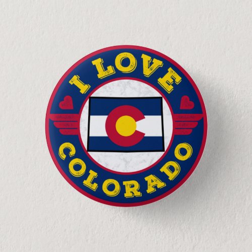 I Love Colorado State Map and Flag Button