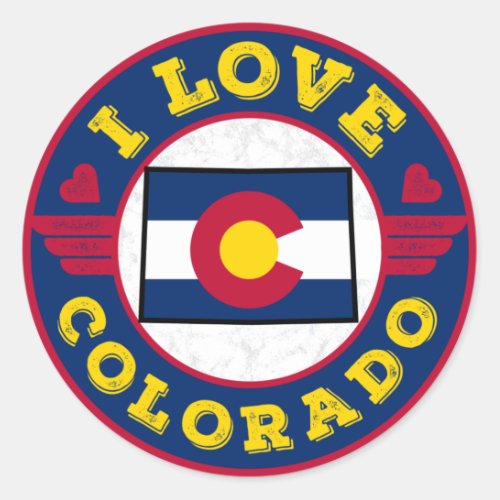 I Love Colorado State Map and Flag Classic Round Sticker