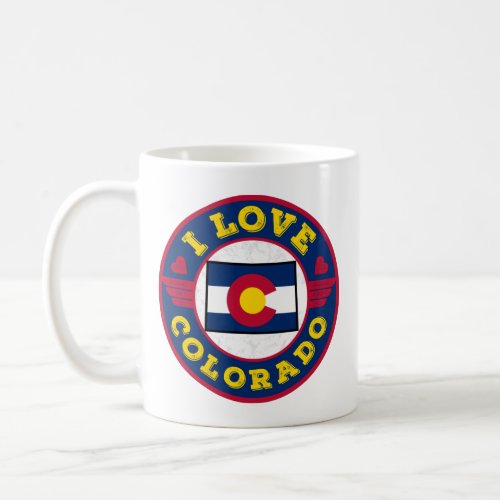 I Love Colorado State Map and Flag Coffee Mug