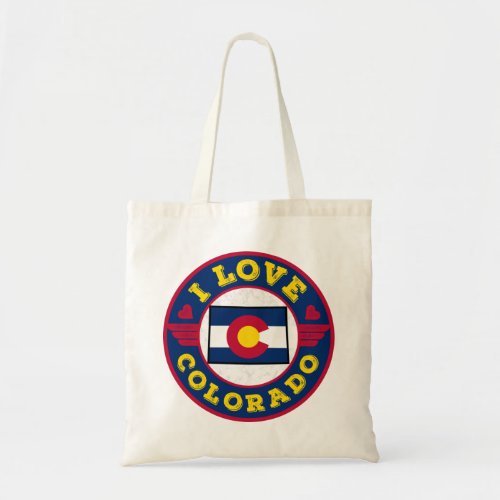 I Love Colorado State Map and Flag Tote Bag