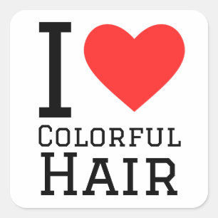 I love colorful hair square sticker