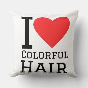 I love colorful hair throw pillow