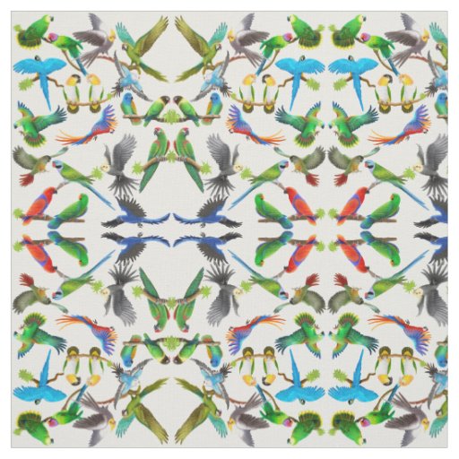 I Love Colorful Parrots Fabric