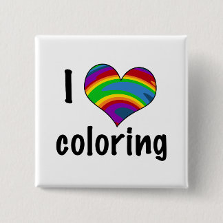 I Love Coloring Rainbow Heart Design Pinback Button